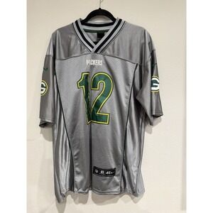 NFL Nike Onfield Aaron Rodgers #12 Green Bay Packers Men's Size 48 Silver Jersey